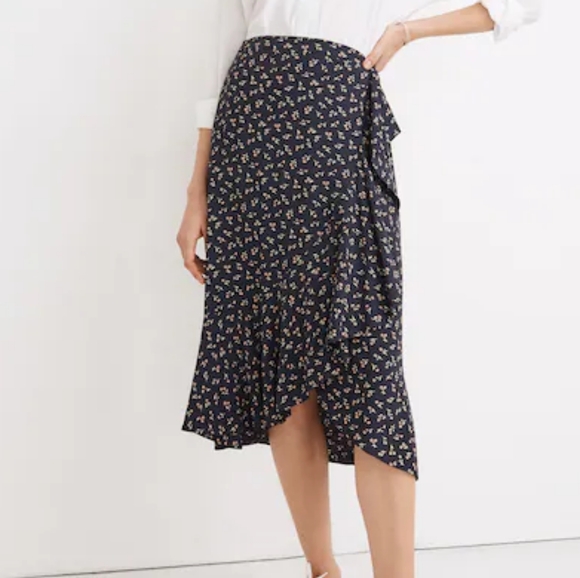 Madewell Ruffle-Wrap Midi Skirt in Spring Fling - Picture 1 of 8